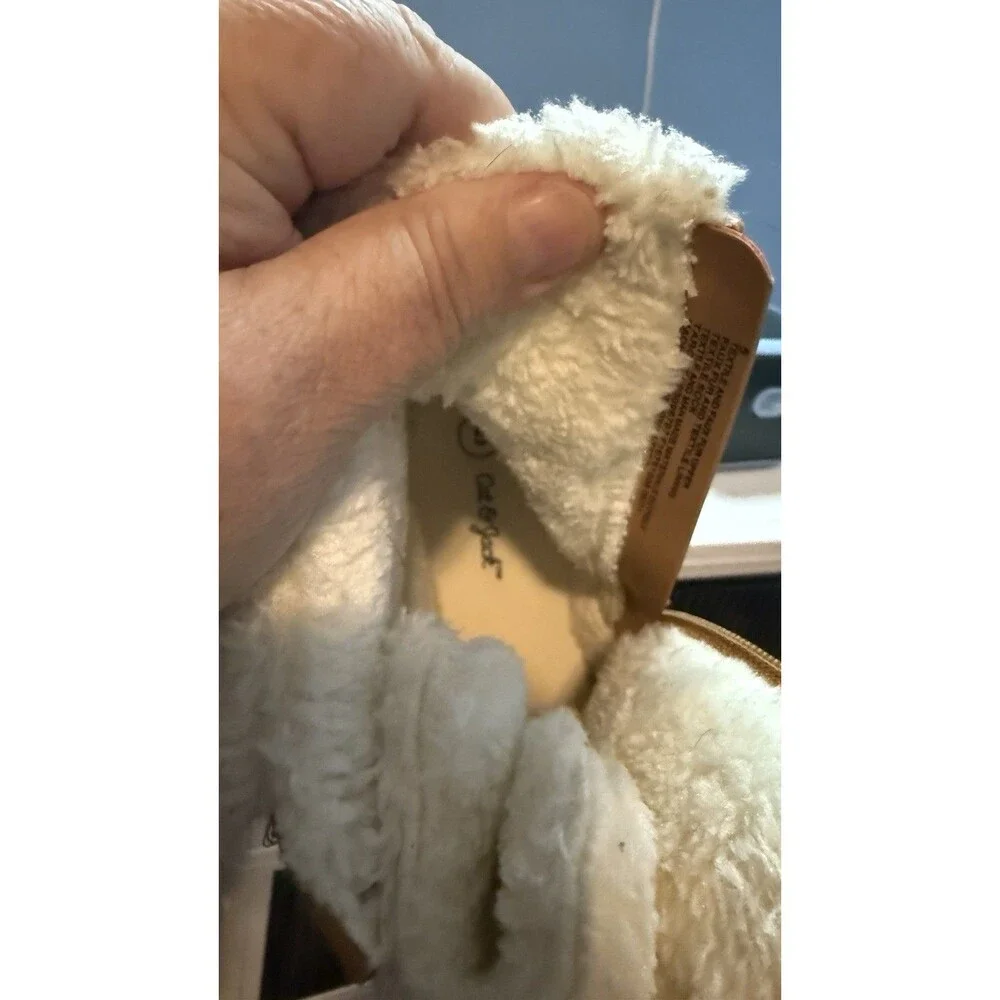 Cat & Jack Girls Winter Boots Size 5 Cognac Brown Sherpa Trim EUC